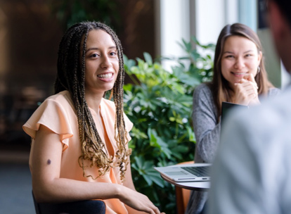 young professionals having a conversation