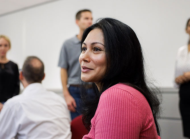 Colleague Looking Ahead And Smiling